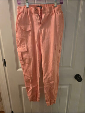 Women's DOUBLE DENIM Peach Cargo Jogger Pants Size M